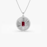 14K Ruby and Diamond Medallion Necklace 14K White Gold Ferkos Fine Jewelry