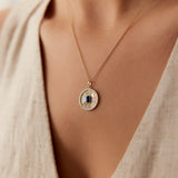 14K Sapphire and Diamond Medallion Necklace Ferkos Fine Jewelry