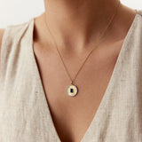 14K Sapphire and Diamond Medallion Necklace Ferkos Fine Jewelry