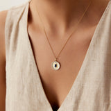 14K Sapphire and Diamond Medallion Necklace Ferkos Fine Jewelry