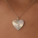 14K Diamond-Cut Heart Shape Disc Ray Pendant Ferkos Fine Jewelry