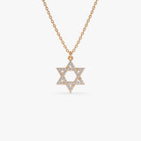 14k Star of David Round Diamond Necklace 14K Rose Gold Ferkos Fine Jewelry