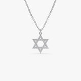 14k Star of David Round Diamond Necklace 14K White Gold Ferkos Fine Jewelry