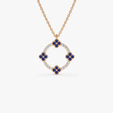 14k Diamond and Sapphire Clover Necklace 14K Rose Gold Ferkos Fine Jewelry