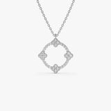 14k All Diamond Clover Circle Necklace 14K White Gold Ferkos Fine Jewelry