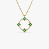 14k Diamond and Emerald Clover Necklace 14K Gold Ferkos Fine Jewelry