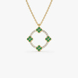 14k Diamond and Emerald Clover Necklace 14K Gold Ferkos Fine Jewelry