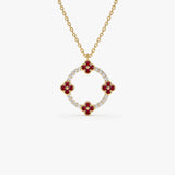 14k Diamond and Ruby Clover Necklace 14K Gold Ferkos Fine Jewelry