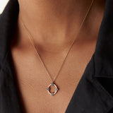 14k Diamond and Sapphire Clover Necklace Ferkos Fine Jewelry