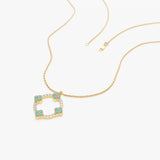14k Turquoise and Diamond Clover Pendant Necklace Ferkos Fine Jewelry