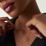 14k Turquoise and Diamond Clover Pendant Necklace  FERKOS FJ