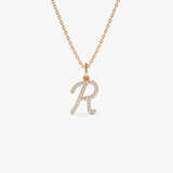 14k Diamond Script Initial Necklace 14K Rose Gold Ferkos Fine Jewelry