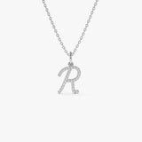 14k Diamond Script Initial Necklace 14K White Gold Ferkos Fine Jewelry