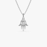 14k Diamond Hamsa Hand Protection Necklace 14K White Gold Ferkos Fine Jewelry