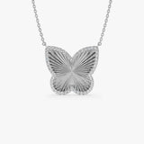 14K Textured Diamond Butterfly Charm Pendant 14K White Gold Ferkos Fine Jewelry