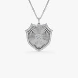 14k Diamond Shield Medallion Pendant 14K White Gold Ferkos Fine Jewelry