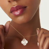 14K Gold Textured Diamond Clover Charm Pendant Ferkos Fine Jewelry