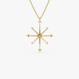14k Layering Diamond Compass Charm Necklace 14K Gold Ferkos Fine Jewelry