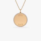 14k Personalized Diamond Medallion Necklace 14K Rose Gold Ferkos Fine Jewelry