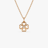 14k Single Diamond Clover Necklace 14K Rose Gold Ferkos Fine Jewelry