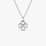 14k Single Diamond Clover Necklace 14K White Gold Ferkos Fine Jewelry