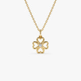 14k Single Diamond Clover Necklace 14K Gold Ferkos Fine Jewelry