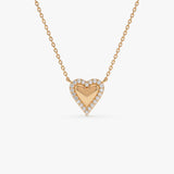 14K Diamond Puffed Heart Love Necklace 14K Rose Gold Ferkos Fine Jewelry