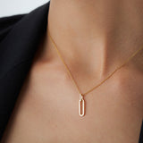 14k Gold Paper Clip Link Pendant Necklace Ferkos Fine Jewelry