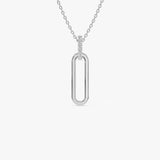 14k Gold Paper Clip Link Pendant Necklace 14K White Gold Ferkos Fine Jewelry