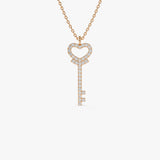 14k Diamond Heart-Key Pendant Necklace 14K Rose Gold Ferkos Fine Jewelry