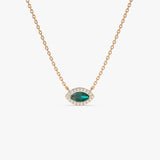 14k Marquise Emerald with Halo Diamond Setting 14K Rose Gold Ferkos Fine Jewelry