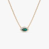 14k Marquise Emerald with Halo Diamond Setting 14K Rose Gold Ferkos Fine Jewelry