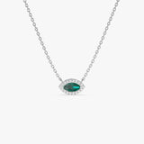 14k Marquise Emerald with Halo Diamond Setting 14K White Gold Ferkos Fine Jewelry