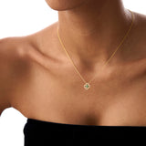 14k Emerald Clover Necklace in Halo Setting Ferkos Fine Jewelry