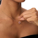 14k Ruby Clover Necklace in Halo Setting Ferkos Fine Jewelry
