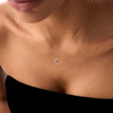 14k Ruby Clover Necklace in Halo Setting Ferkos Fine Jewelry