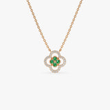 14k Emerald Clover Necklace in Halo Setting 14k Rose Gold Ferkos Fine Jewelry