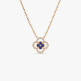 14k Sapphire Clover Necklace in Halo Setting 14k Rose Gold Ferkos Fine Jewelry