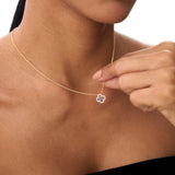 14k Sapphire Clover Necklace in Halo Setting Ferkos Fine Jewelry