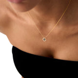 14k Sapphire Clover Necklace in Halo Setting Ferkos Fine Jewelry