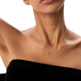 14k Sapphire Clover Necklace in Halo Setting Ferkos Fine Jewelry