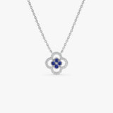 14k Sapphire Clover Necklace in Halo Setting 14k White Gold Ferkos Fine Jewelry