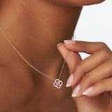 14k Ruby Clover Necklace in Halo Setting Ferkos Fine Jewelry