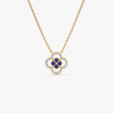 14k Sapphire Clover Necklace in Halo Setting 14k Gold Ferkos Fine Jewelry