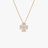 14K Gold Diamond Clover Necklace 14K Rose Gold Ferkos Fine Jewelry