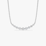 14K Shared Prong Curved Diamond Necklace 14K White Gold Ferkos Fine Jewelry