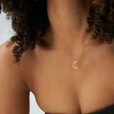 14K Diamond Moon Outline Necklace Ferkos Fine Jewelry