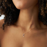 14K Diamond Moon Outline Necklace Ferkos Fine Jewelry