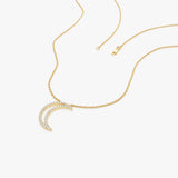 14K Diamond Moon Outline Necklace Ferkos Fine Jewelry