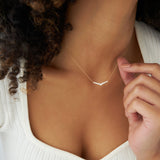 14k V Prong Chevron Diamond Necklace Ferkos Fine Jewelry